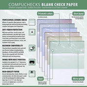 Compuchecks Check on Top Blank Check Paper – 100 Pack, QuickBooks & Laser Printer Compatible – Security Business Checks with Voucher, 8.5" x 11", Green Diamond