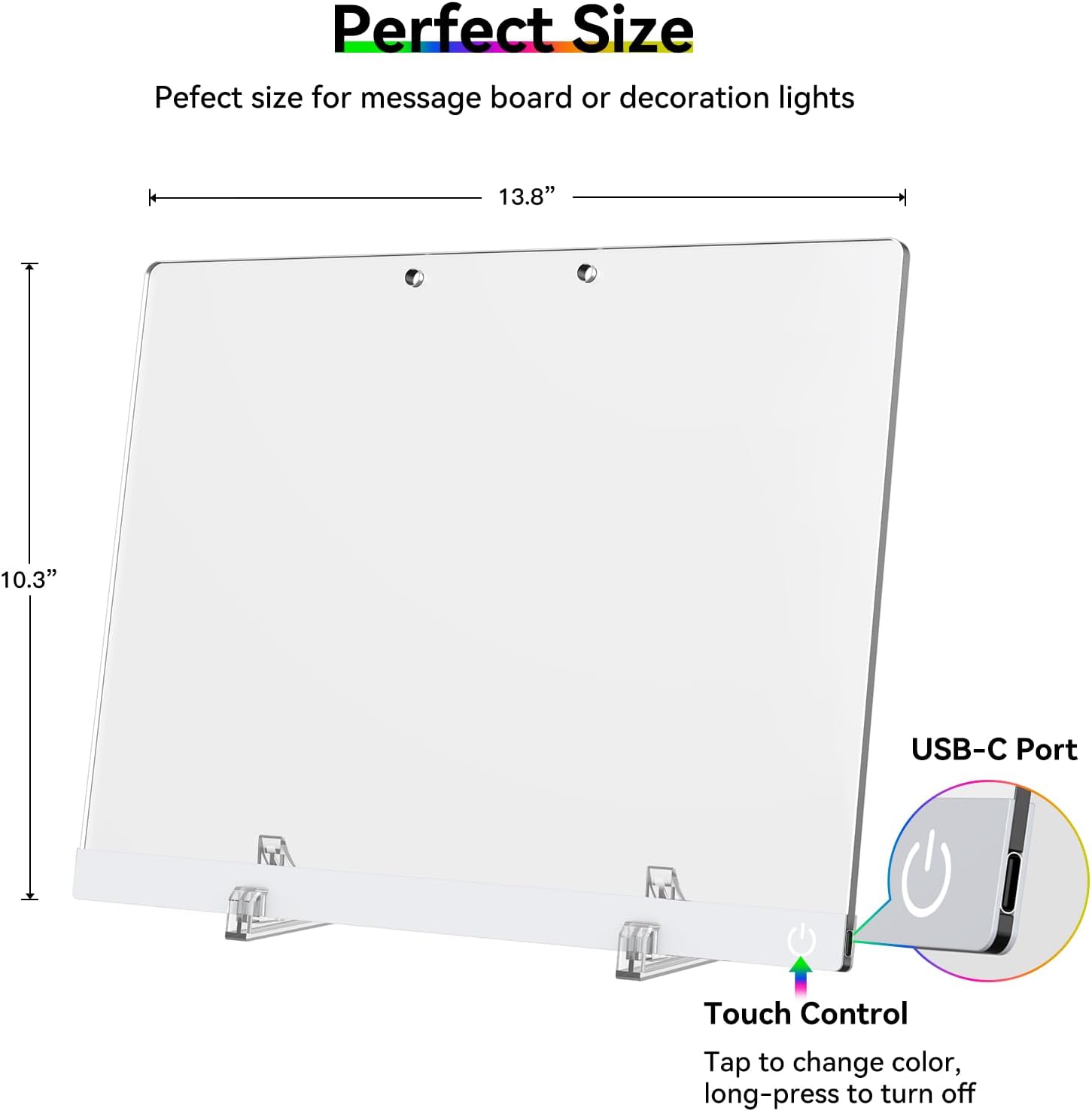 BALLKIND Dry Erase Board with Light – 13.7"x10" LED Neon Glow Message Board with Touch Control, Stand & 7 Markers – White Memo Night Light for Room, Office, Store, or Gift
