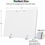 BALLKIND Dry Erase Board with Light – 13.7"x10" LED Neon Glow Message Board with Touch Control, Stand & 7 Markers – White Memo Night Light for Room, Office, Store, or Gift