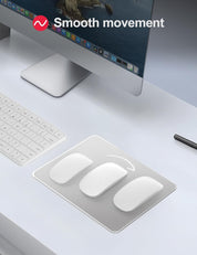 Vaydeer Hard Silver Aluminum Mouse Pad – Ultra-Thin Double-Sided Mat – 9.1" x 7.1" – Waterproof, Non-Slip – Fast Control for Gaming & Office