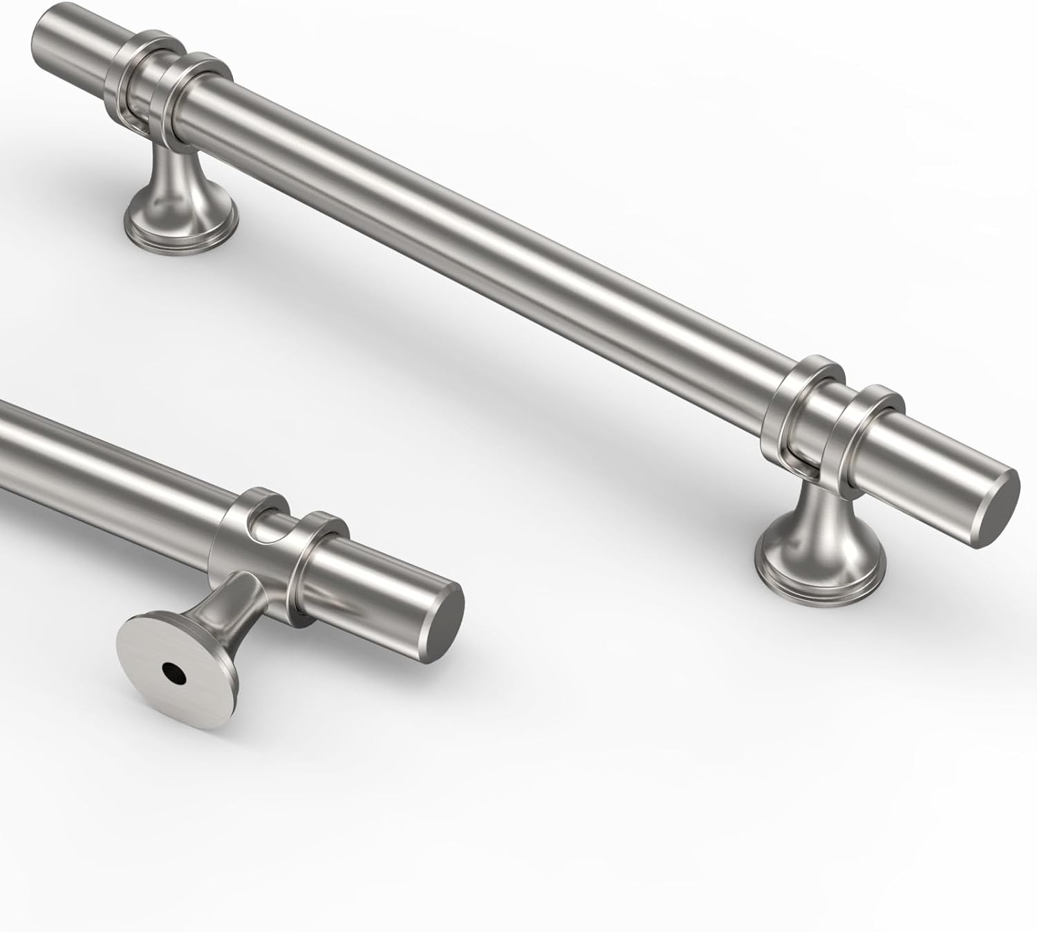 Asidrama 10-Pack 5-Inch (128mm) Brushed Satin Nickel Cabinet Pulls – Zinc Arch & Bow Kitchen Drawer Handles – Easy Install