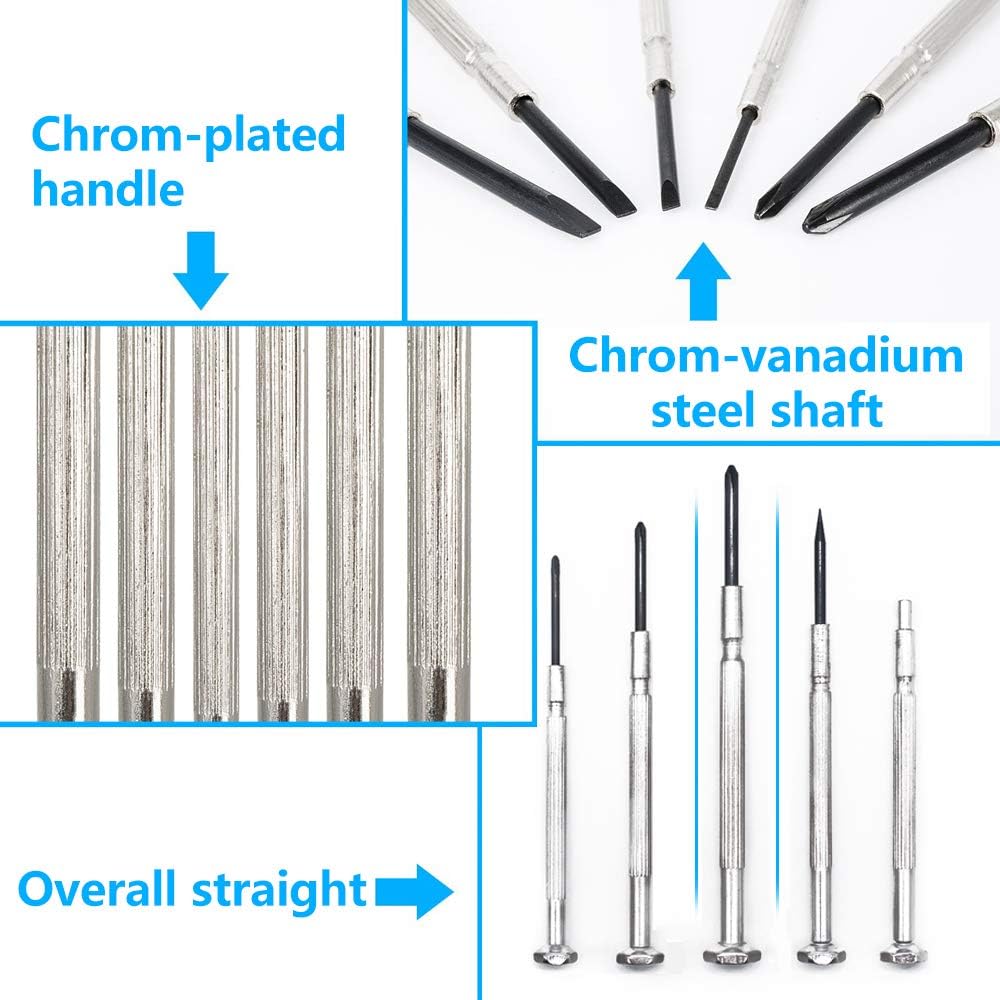 11 Piece Mini Precision Screwdriver Set – Chrome Finish, Ideal for Eyeglasses, Electronics, Jewelry