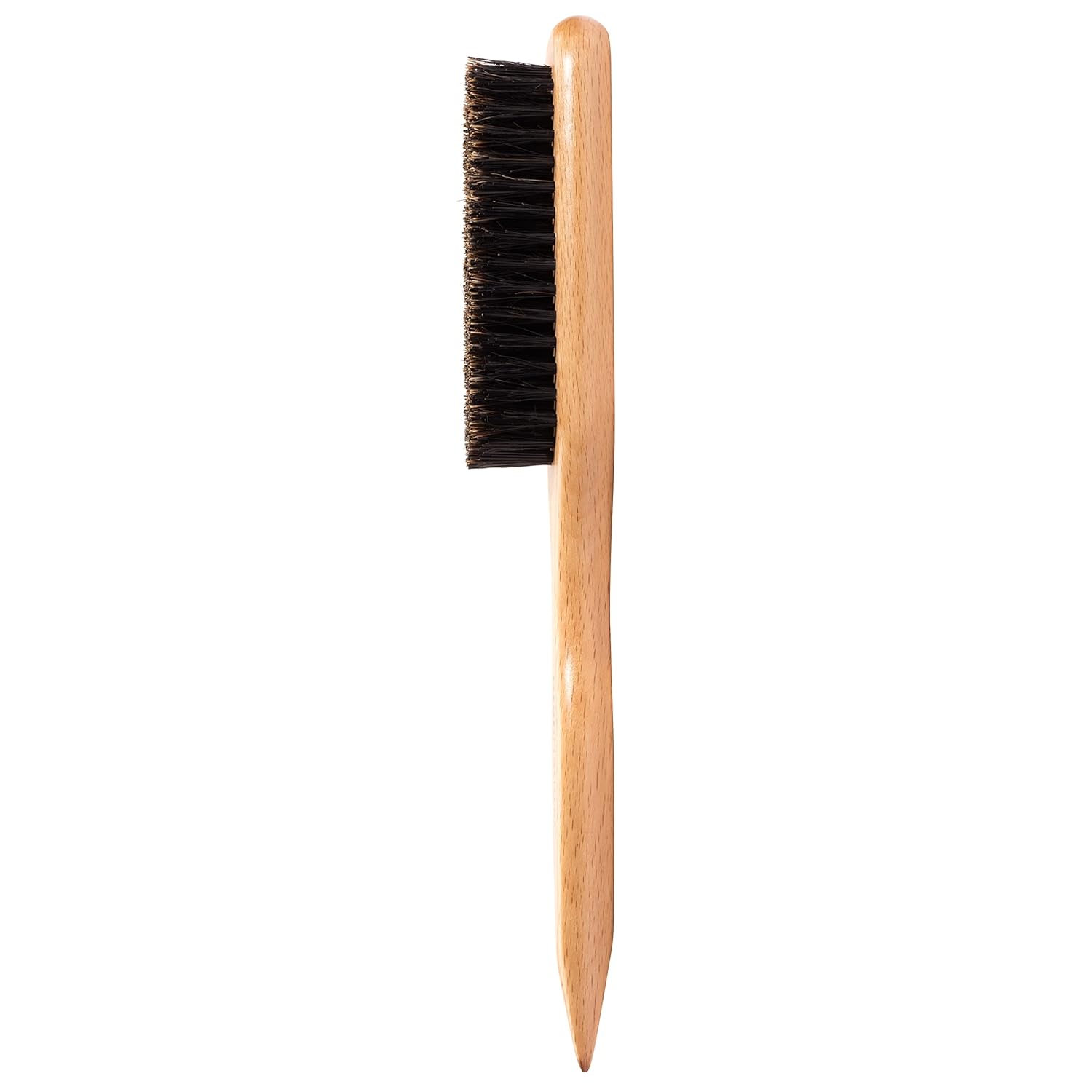 Boar Bristle Slick Back Hair Brush – Sleek Ponytail & Edge Control Styling Tool with Wide Rat Tail for Sectioning