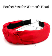Knotted Satin Headband for Women & Girls – Red, 1pc