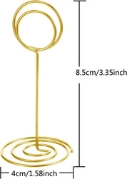 TecUnite 3.35" Gold Table Number Holder – Wire Place Card, Photo, Name, Menu Clip Stand for Events & Centerpieces – Set of 24