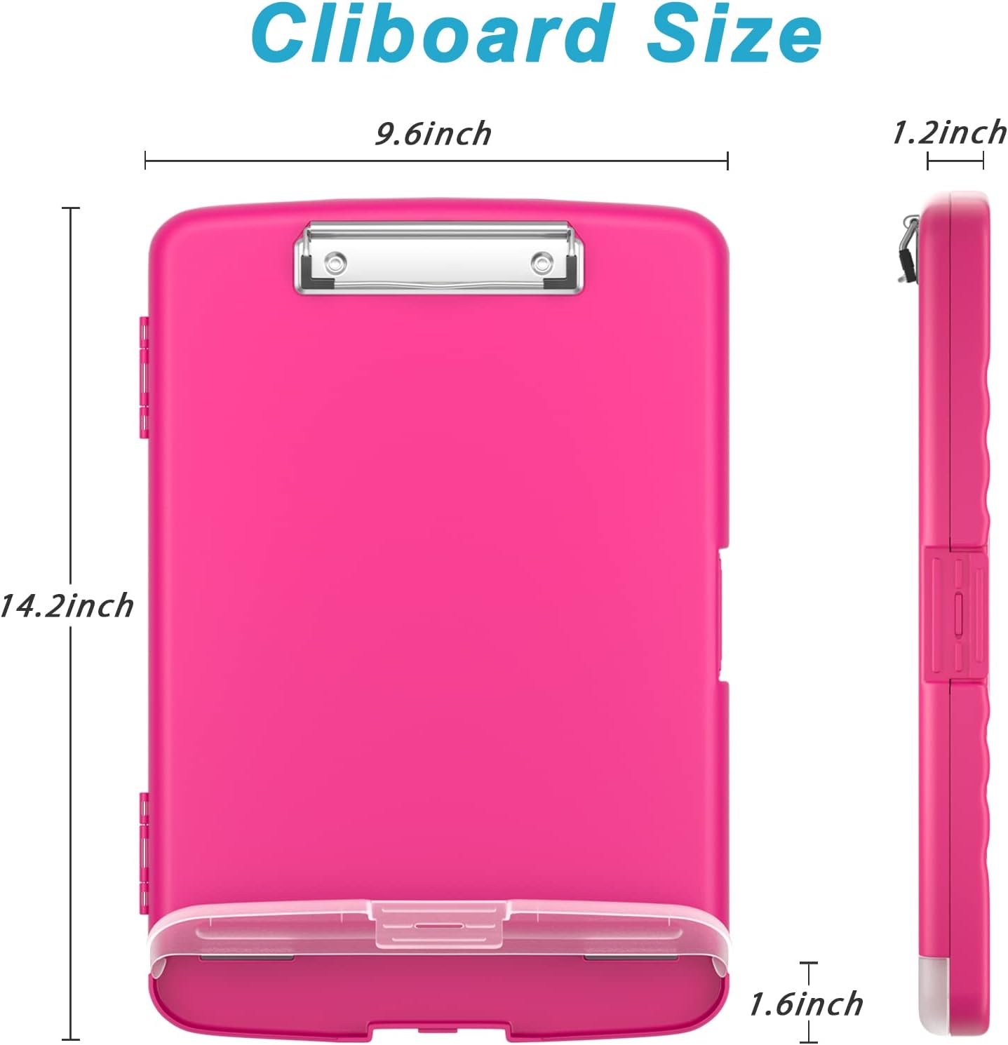 Rimilak Plastic Clipboard with Storage – 8.5 x 11 High Capacity Side-Opening Folio Nursing Case with Pen Holder – Red