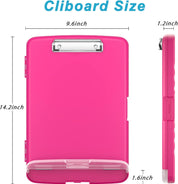 Rimilak Plastic Clipboard with Storage – 8.5 x 11 High Capacity Side-Opening Folio Nursing Case with Pen Holder – Red