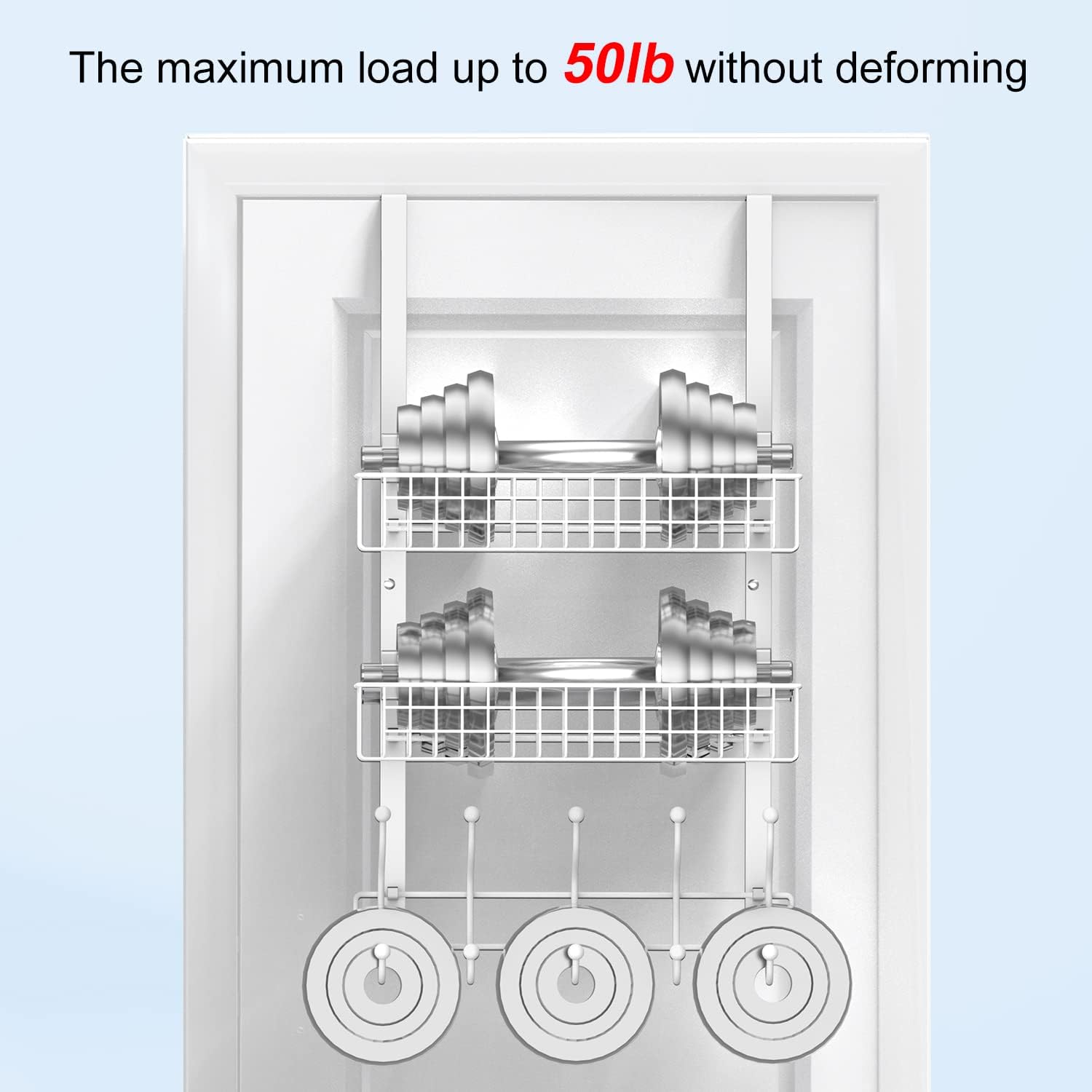 Coat Rack – Over-the-Door Hanger with Mesh Basket & Detachable Storage Shelf for Towels, Hats, Handbags, Coats