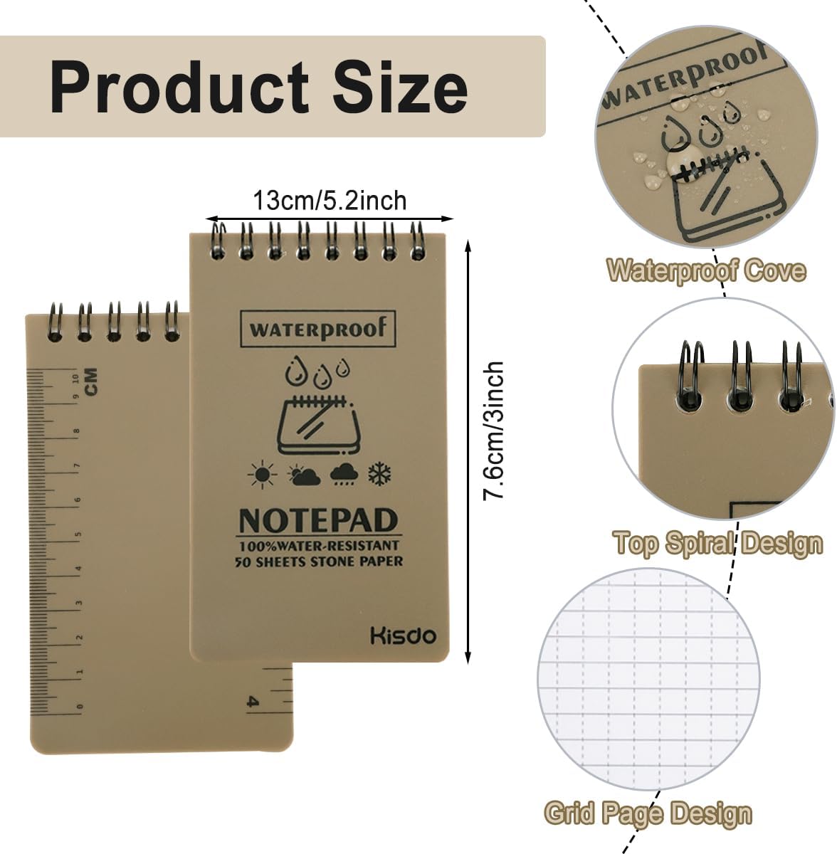 IBEQUEM 11-Pack Waterproof Pocket Notebooks – 3 x 5 Inch All-Weather Tactical Notepads for Outdoor Use, Police & Field Notes