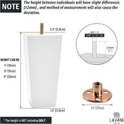 6-Inch Wooden Furniture Legs – Set of 4 – Solid Wood Square Bun Feet – White Mid-Century Modern Style