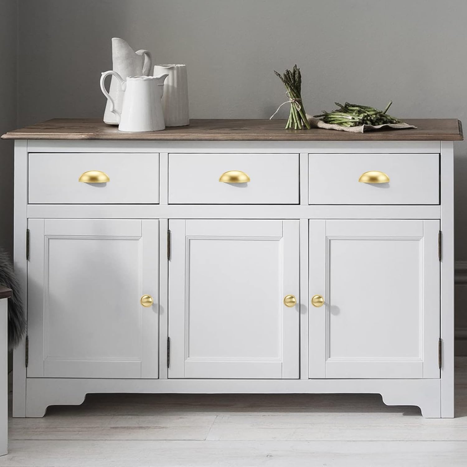 Goldenwarm 10-Pack 3" Brushed Gold Cup Pulls – Brass Bin Drawer Handles for Cabinets & Dressers