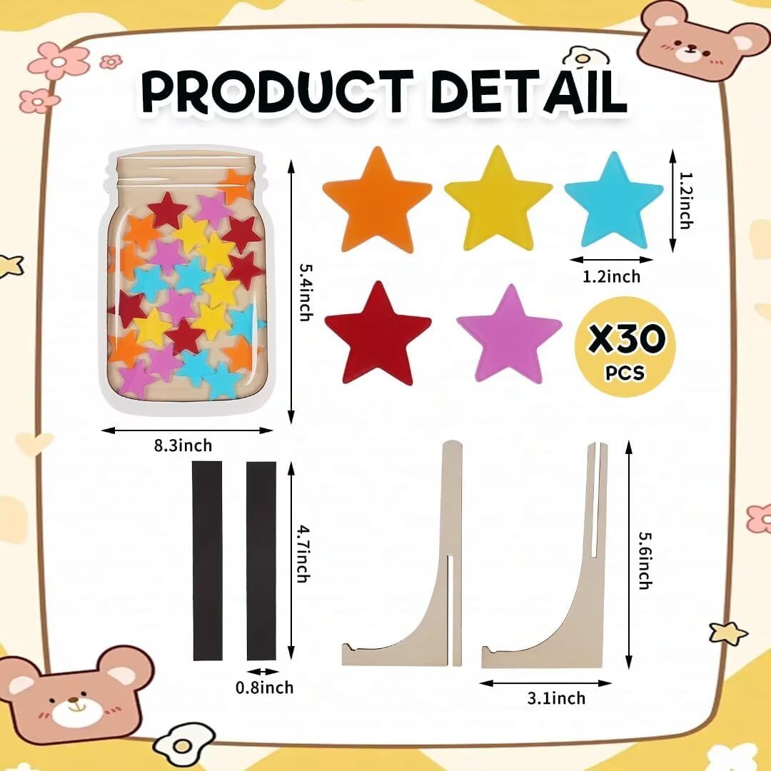 NBUZI Magnetic Reward Jar for Classroom – Personalized Stars Reward System, Multicolor