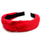 Knotted Satin Headband for Women & Girls – Red, 1pc