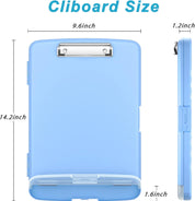 Plastic Clipboard with Storage – 8.5 x 11 High Capacity Side-Opening Folio Nursing Case with Pen Holder – Blue
