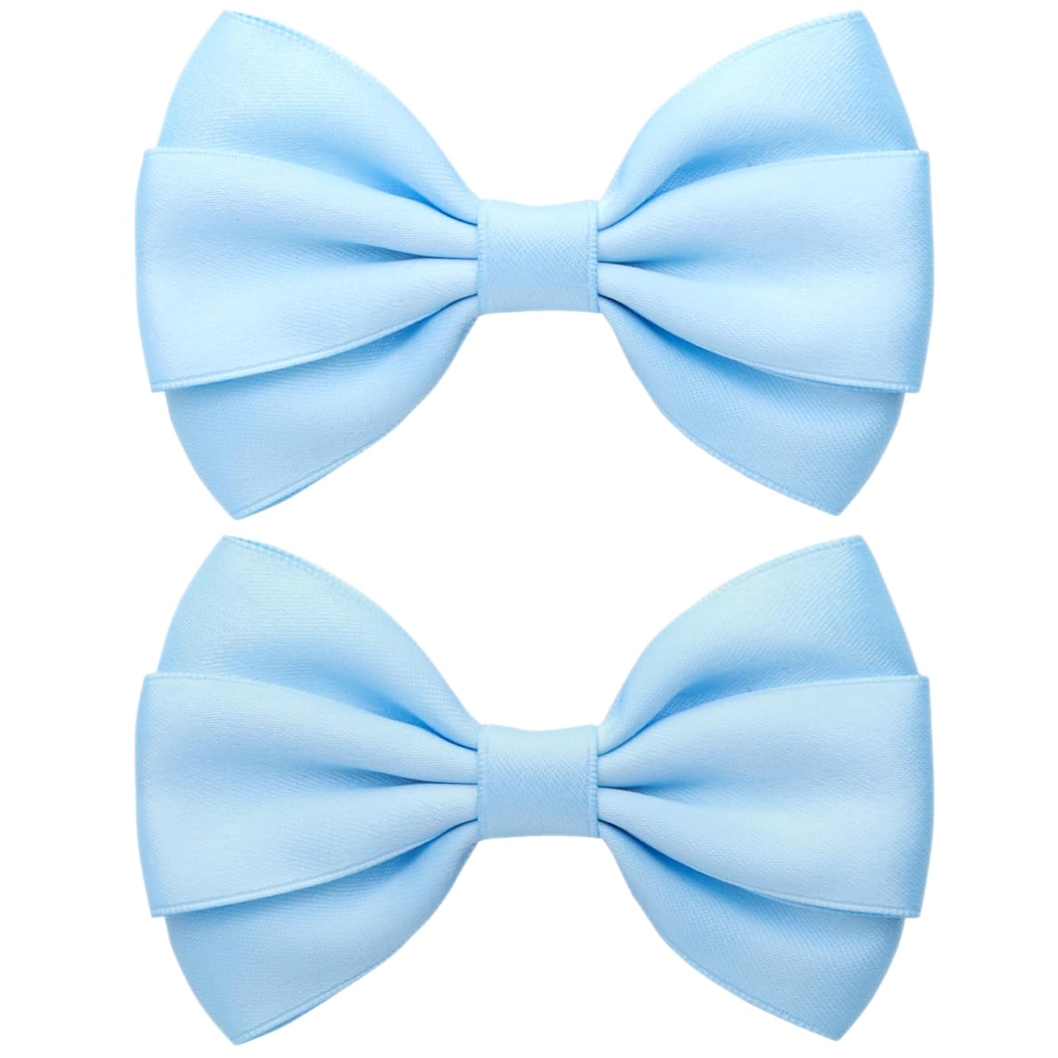 Zolyco 4.5" Hair Bows for Women & Girls – Thick Ribbon Boutique Alligator Clips, Double Bow Design Hair Accessories – 2 Pcs (Light Blue)