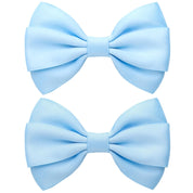 Zolyco 4.5" Hair Bows for Women & Girls – Thick Ribbon Boutique Alligator Clips, Double Bow Design Hair Accessories – 2 Pcs (Light Blue)