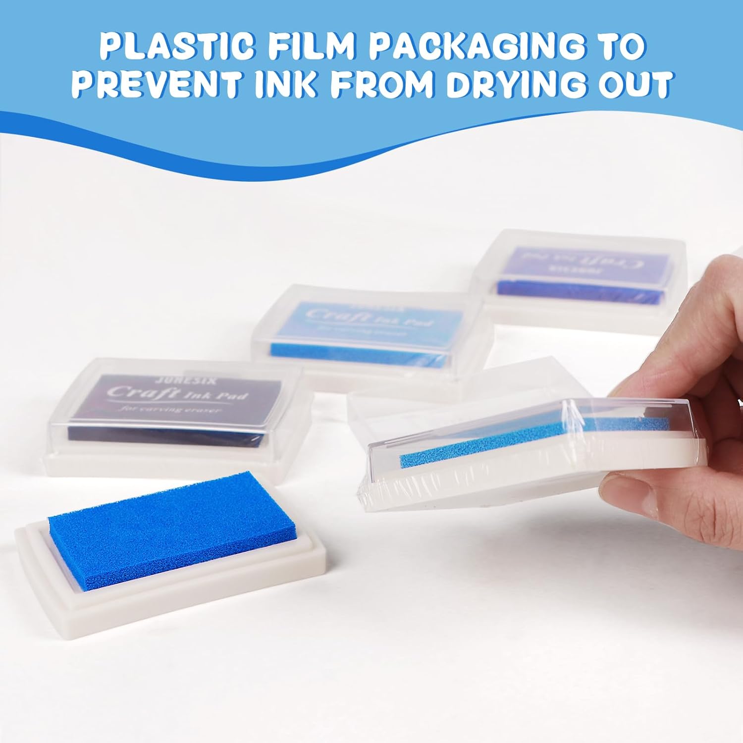 CINROPE 5-Pack Blue Ink Pads for Kids – Washable, Pet Safe, and Non-Toxic Ink for Rubber Stamps