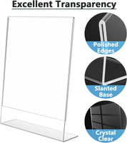 MaxGear Acrylic Sign Holder – Clear Plastic Display Stand, 8.5 x 11 Inches Slant Back Countertop Frame for Menus, Flyers, Office & Store Use – 3 Pack