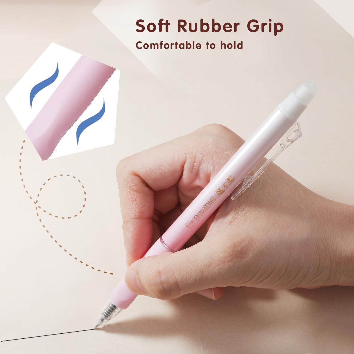 Edufun Erasable Gel Pens – 6 Pack, Black Ink, 0.5mm Fine Point with Clear Eraser, Smooth Writing for Notes, Planners & Puzzles