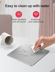 Vaydeer Hard Silver Aluminum Mouse Pad – Ultra-Thin Double-Sided Mat – 9.1" x 7.1" – Waterproof, Non-Slip – Fast Control for Gaming & Office