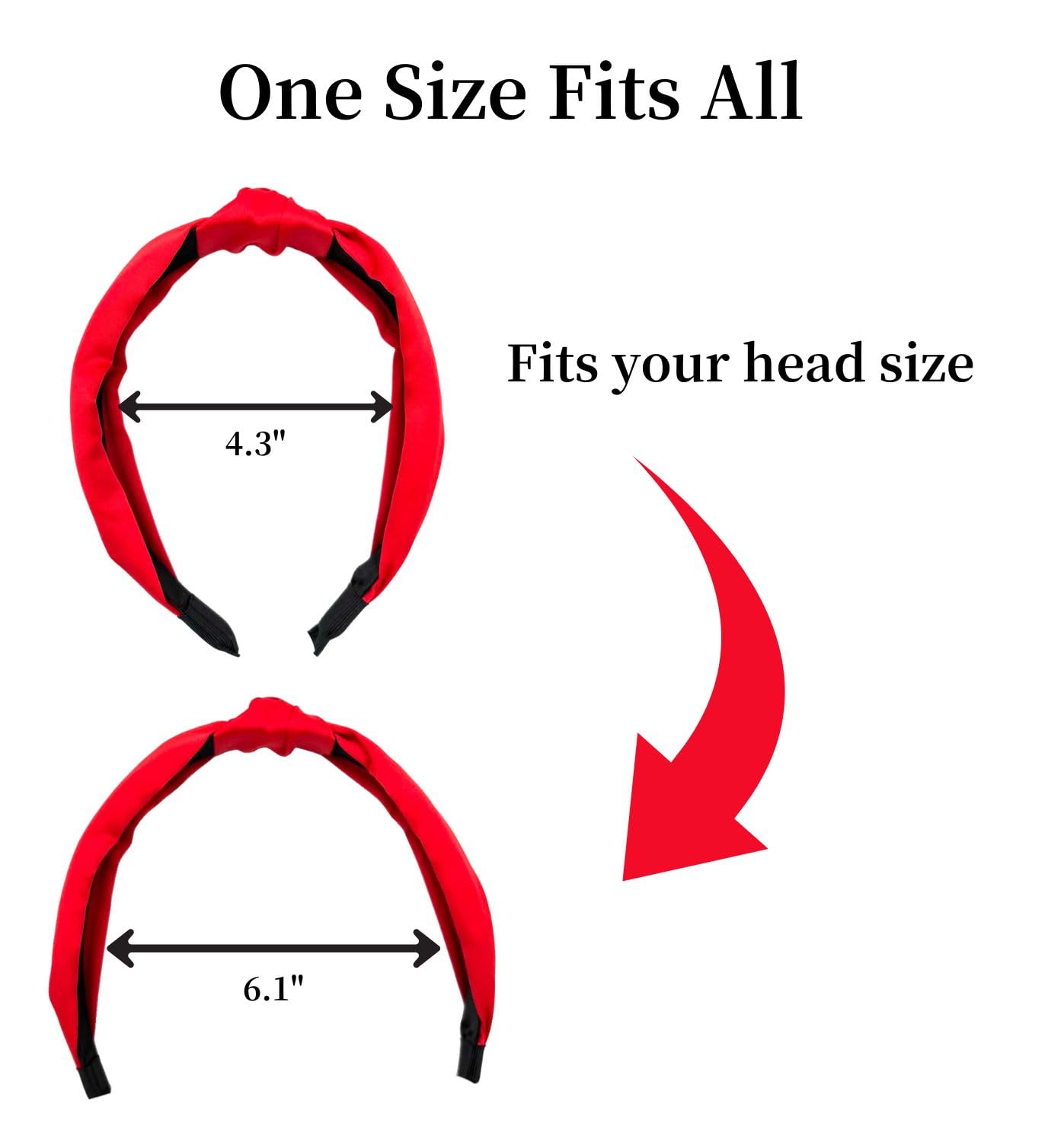 Knotted Satin Headband for Women & Girls – Red, 1pc