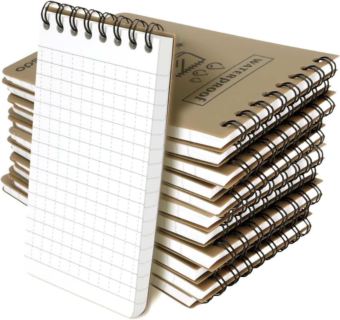 IBEQUEM 11-Pack Waterproof Pocket Notebooks – 3 x 5 Inch All-Weather Tactical Notepads for Outdoor Use, Police & Field Notes