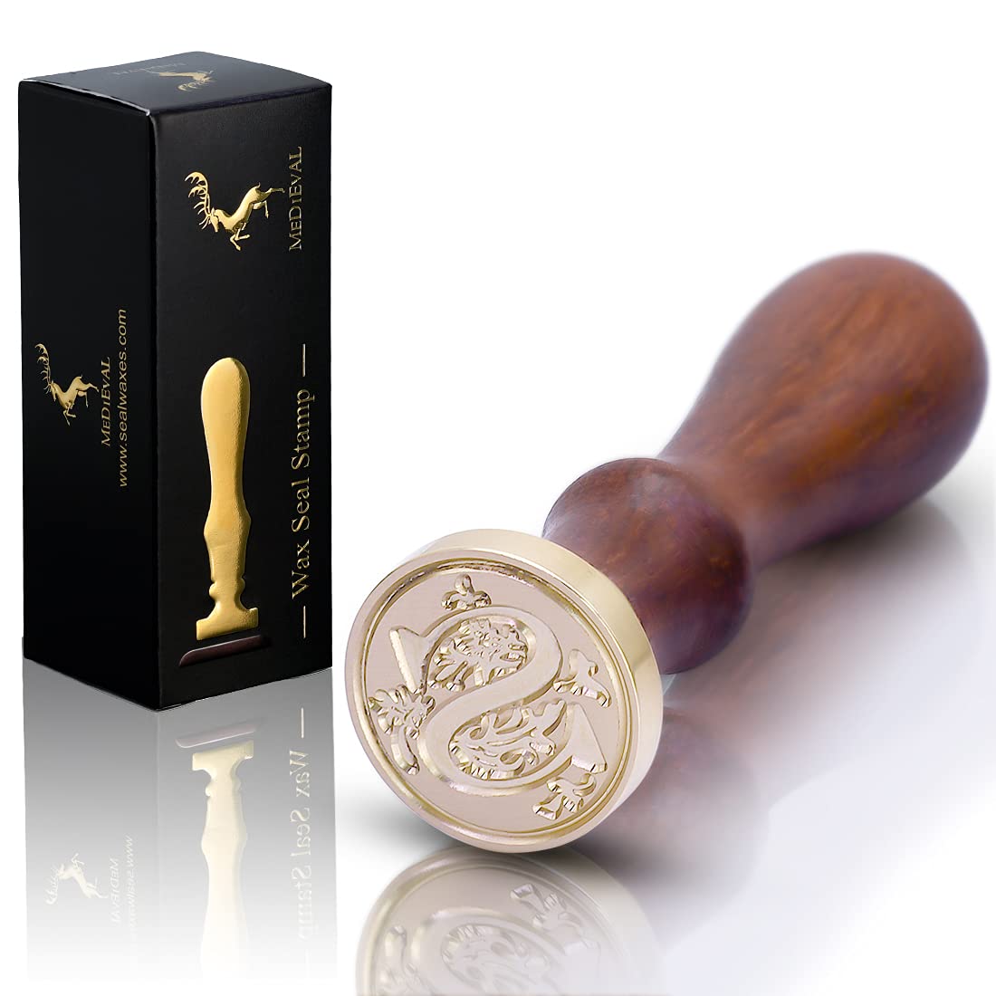 Medieval Initial Alphabet Sealing Wax Stamp – Brass Head with Wooden Handle – Letter S