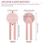 Satin Hair Bonnet with Wide Tie Band – Silk Sleeping Cap for Women & Girls, Light Pink