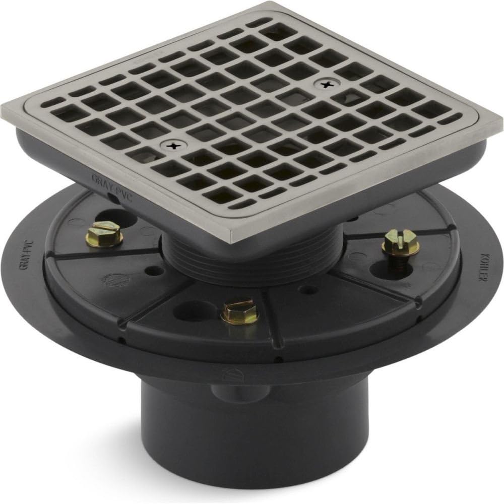 KOHLER K-9136 Clearflo Square Design Tile-in Shower Drain – Brushed Nickel