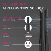 SKIMI Airflow Styler – Titanium Flat Iron & Curling Wand with Cooling Air Vents, 5 Heat Settings, Dual Voltage, Hair Straightener & Curler