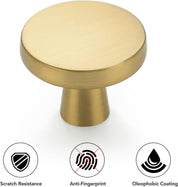 Ravinte 30-Pack Round Cabinet Knobs – Brushed Brass Gold Drawer Pulls for Kitchen & Dresser