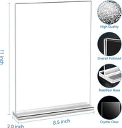 EHWINE Acrylic Sign Holder 8.5 x 11 – 6 Pack Double-Sided Clear Stand-Up Display Frames, Polished Acrylic Tabletop Menu Flyer Paper Holders for Office, Store, Business, Weddings & Events