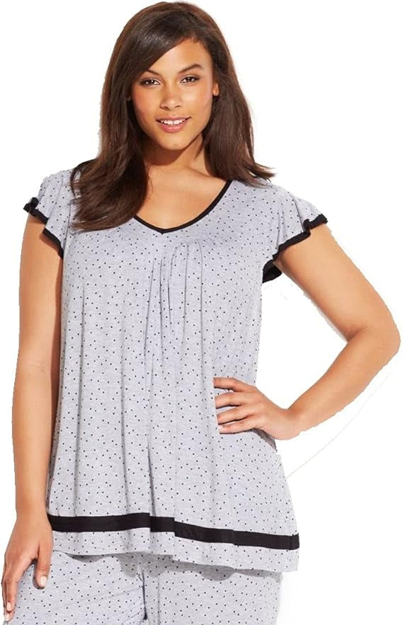 Ellen Tracy Women's Yours to Love Short Sleeve Pajama Top 1X Plus Size