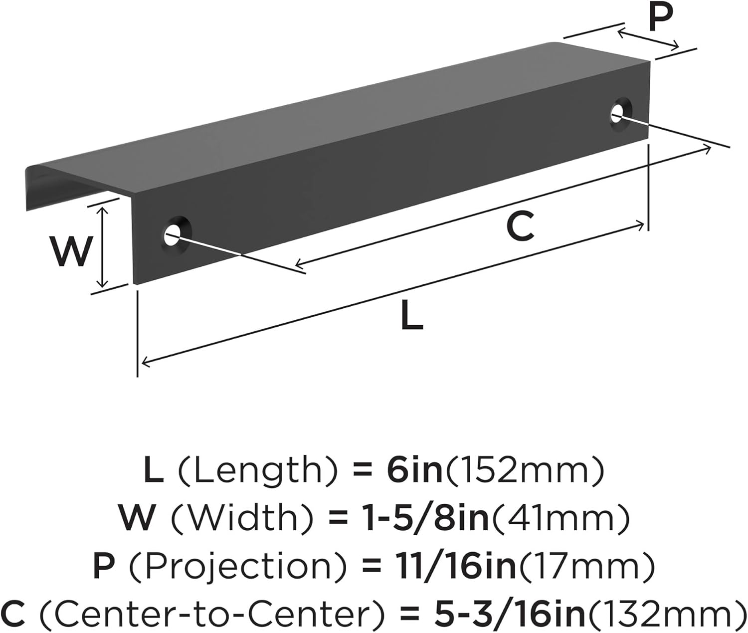 Amerock Streamline Tab 6 in. Center-to-Center Modern Polished Chrome Cabinet Edge Pull – Pack of 12