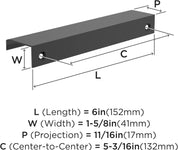 Amerock Streamline Tab 6 in. Center-to-Center Modern Polished Chrome Cabinet Edge Pull – Pack of 12