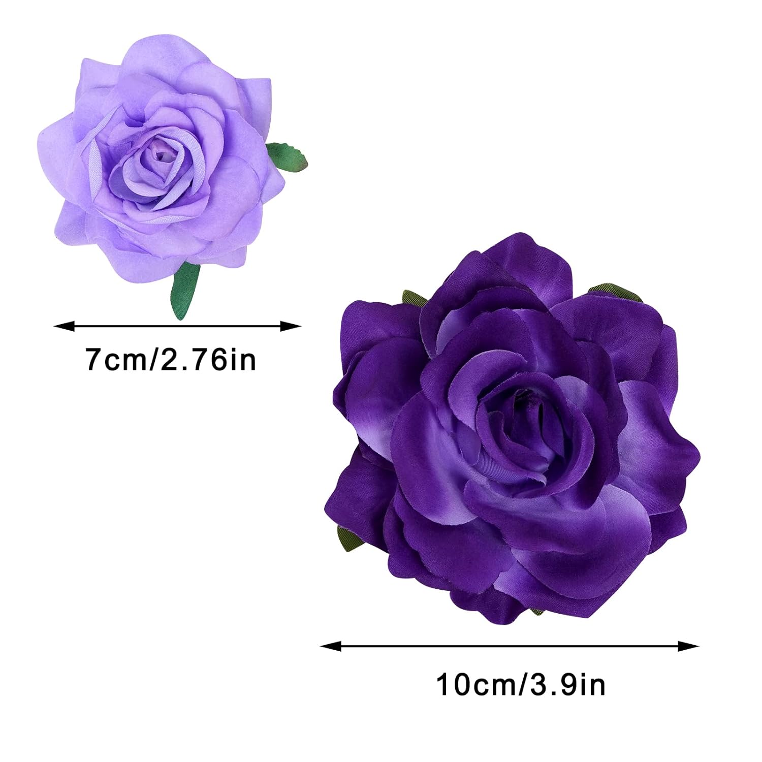 Topbuti Purple Rose Hair Clips – 4-Pack Fabric Flower Hairpins & Brooches for Women and Girls, 2 Sizes