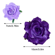 Topbuti Purple Rose Hair Clips – 4-Pack Fabric Flower Hairpins & Brooches for Women and Girls, 2 Sizes
