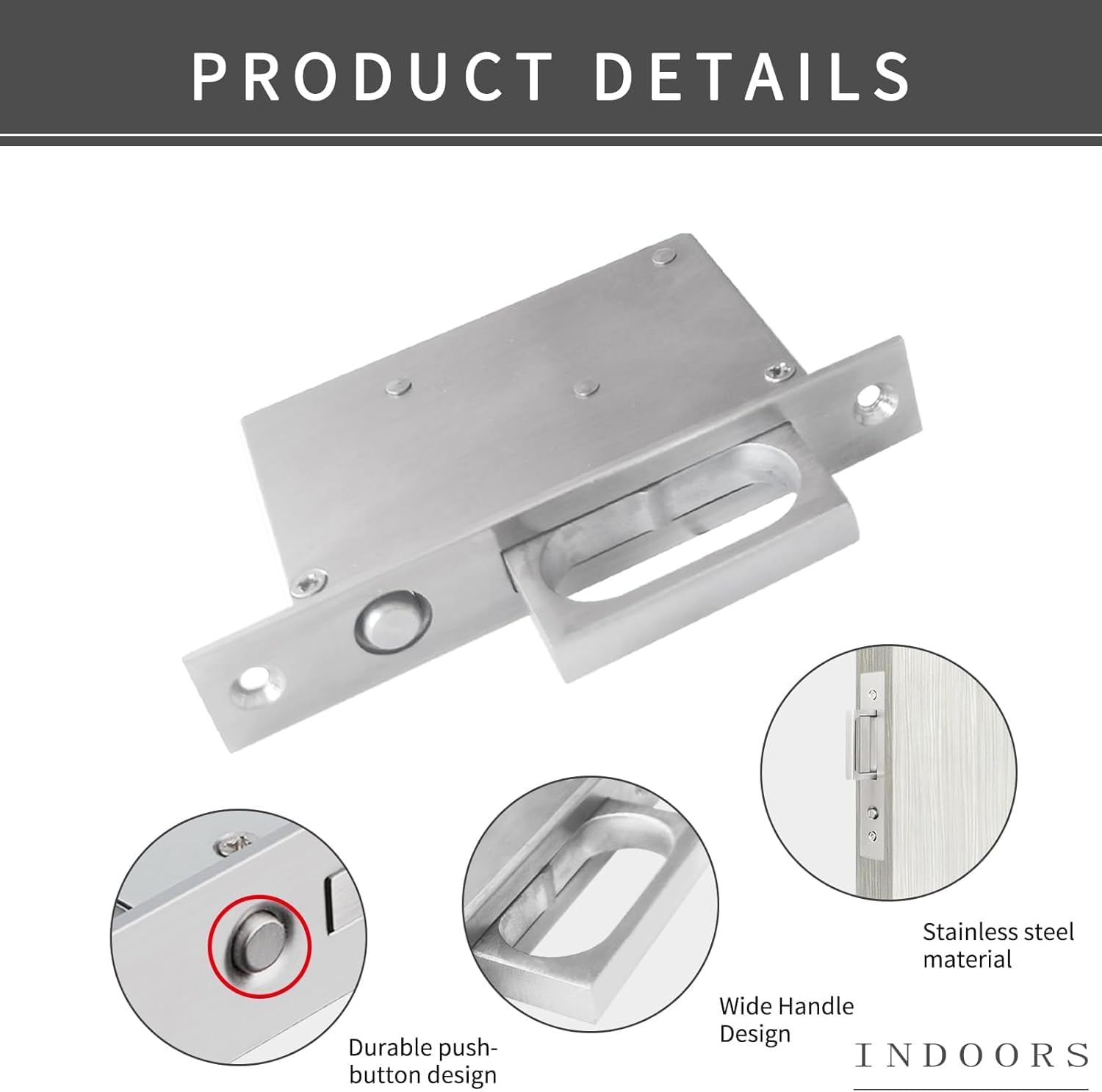 Recessed Finger Flush Pulls with Edge Pull – 4.72" Sliding Closet Door Handles – Stainless Steel Hardware for Pocket Doors, Barn Doors, Cabinets – Silver (Set)