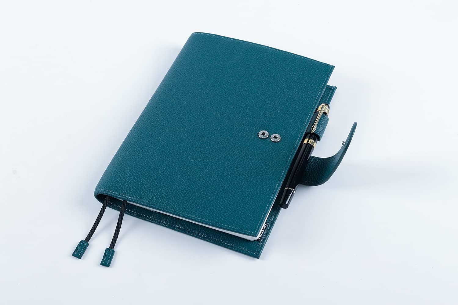 Leather Cover for A5 Notebooks – Fits Hobonichi Cousin, Stalogy & Midori MD Planners, Pebbled Deep Teal