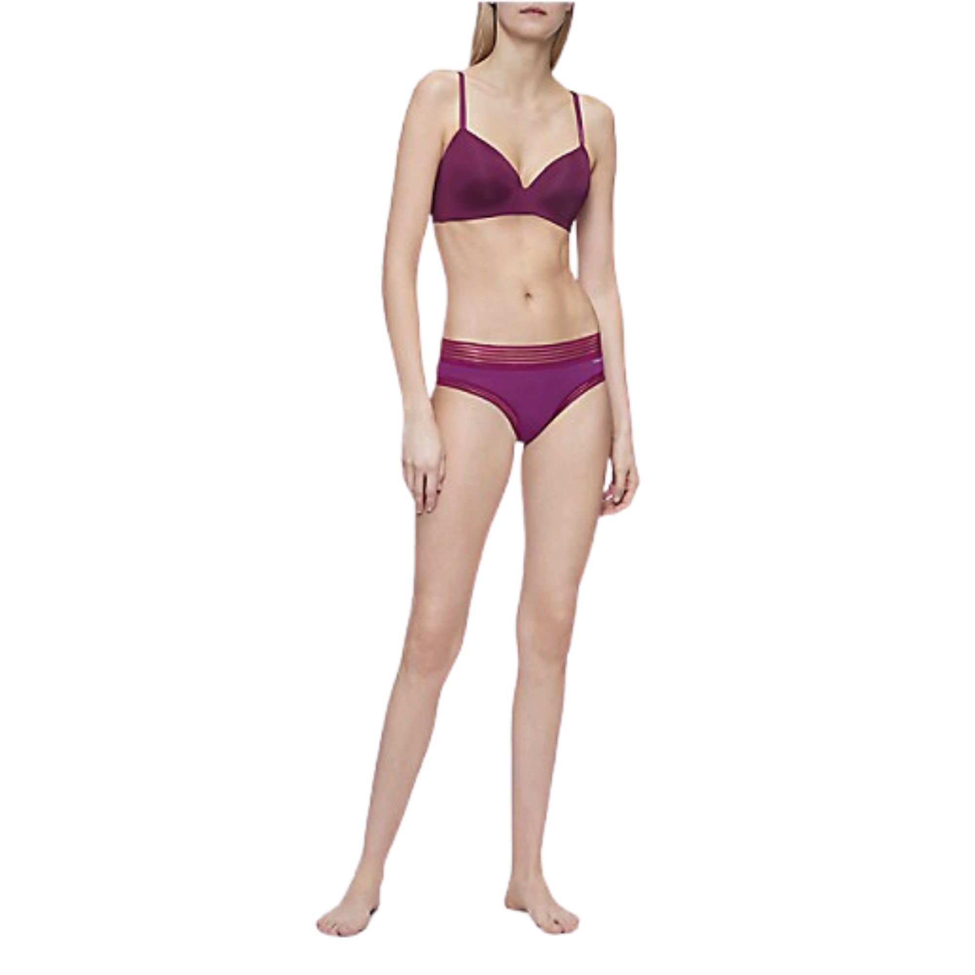 Calvin Klein Women Striped-Waist Hipster Underwear Loyal Burgundy