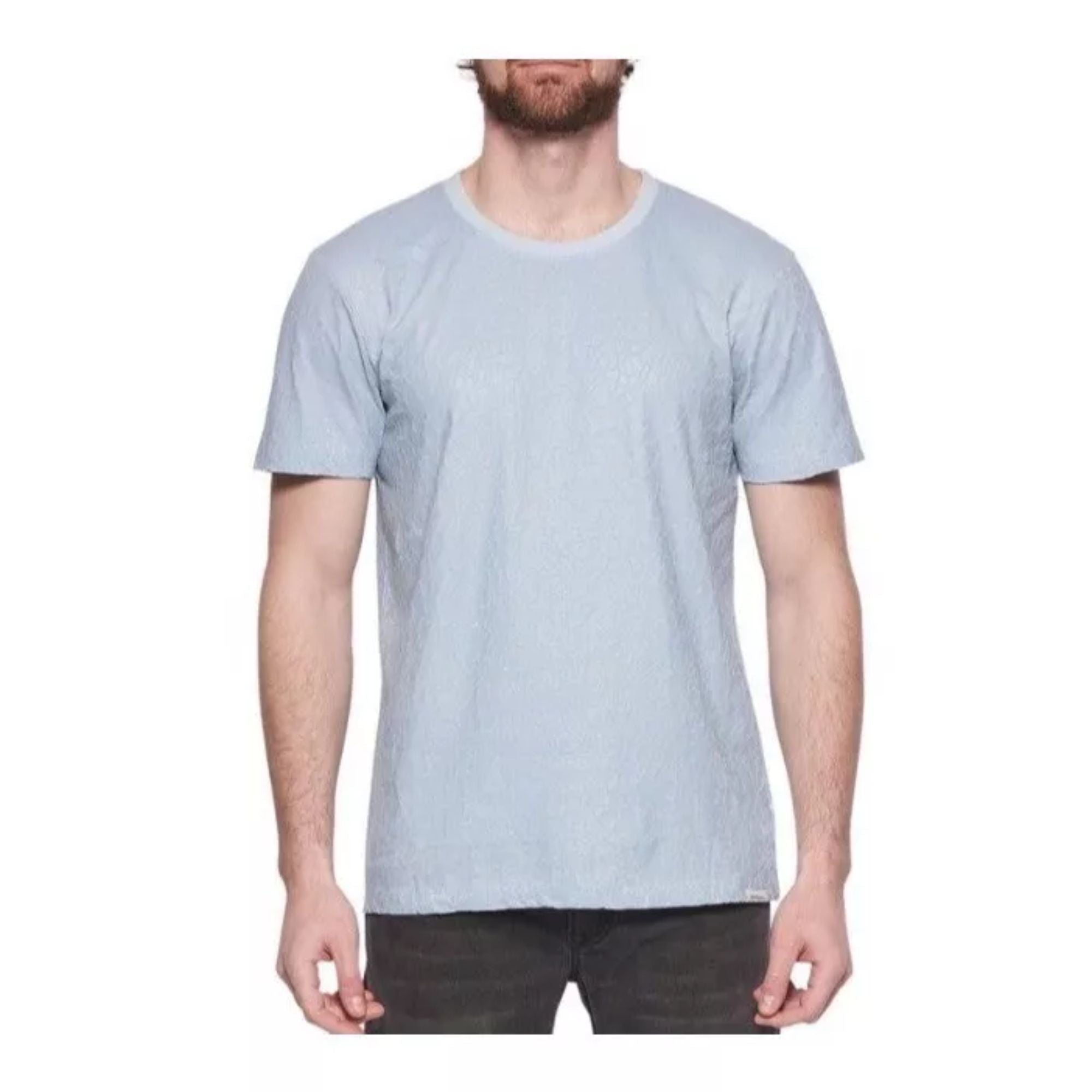 Eleven Paris Men's Short Sleeve Crewneck Crackle Graphic T-Shirt, Blue - Small