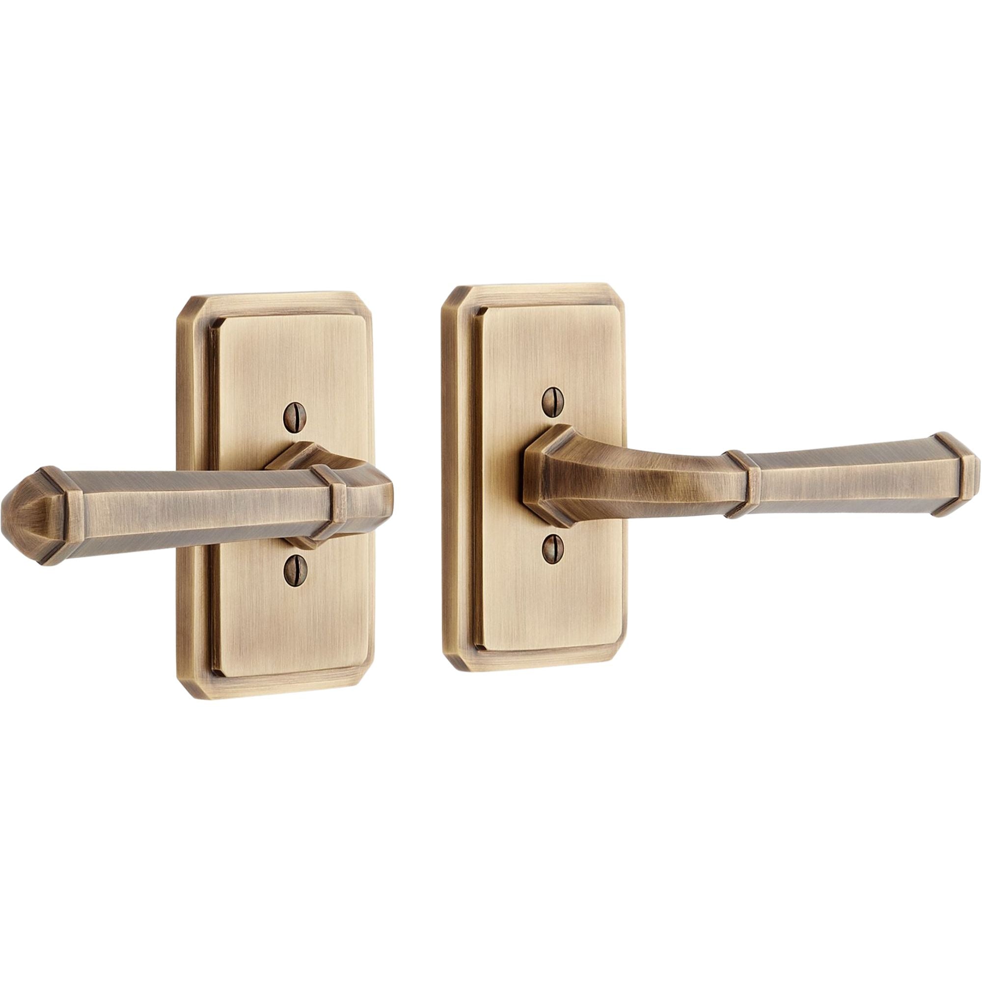 Signature Hardware Matteen Dummy Door Lever – Right Hand – Antique Brass