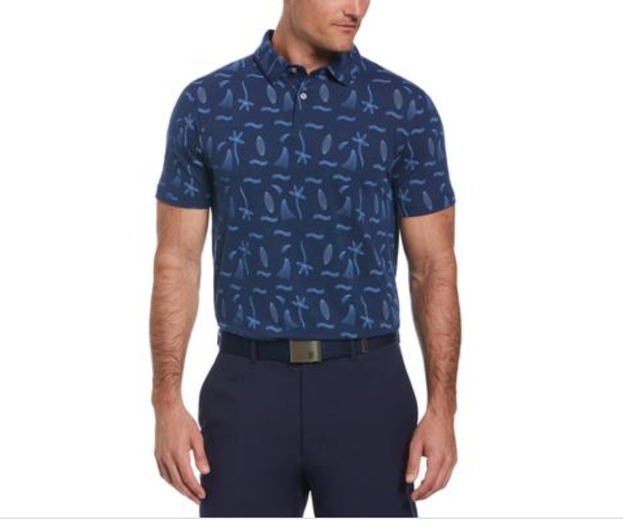 PGA TOUR Men's Summer Comfort Polo Shirt, Blue - Small