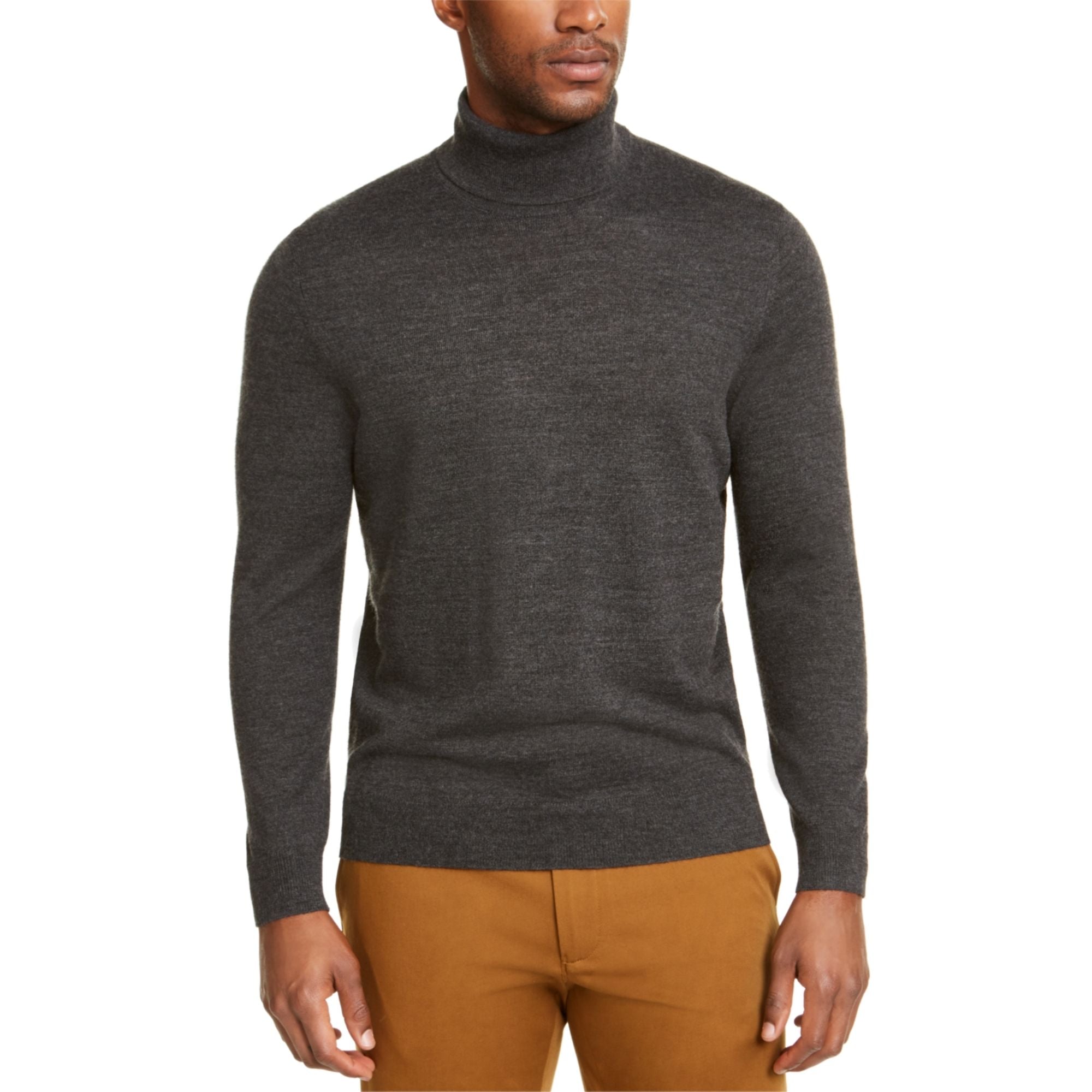 Club Room Men's Pullover Office Turtleneck Sweater, Ebony Heather, Medium