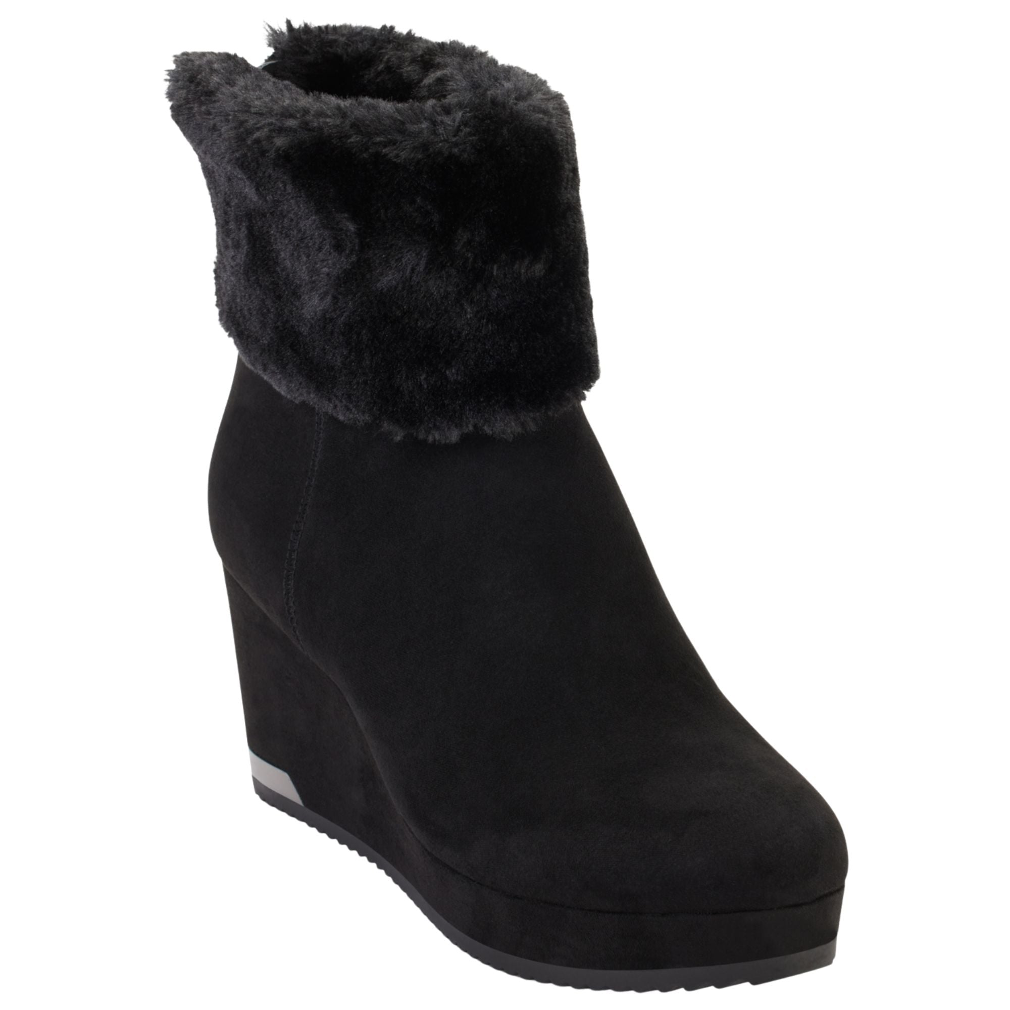 DKNY Women's Nadra Wedge Booties – Black Suede, Size 5