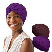 2-Pack Soft Cotton Turbans - Pre-Tied Headwraps for Women | Chemo Headwear, Muslim Scarf & Sleep Cap