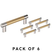 Amerock Esquire 5-1/16" (128mm) Cabinet Pull – Polished Nickel/Champagne Bronze – Pack of 6