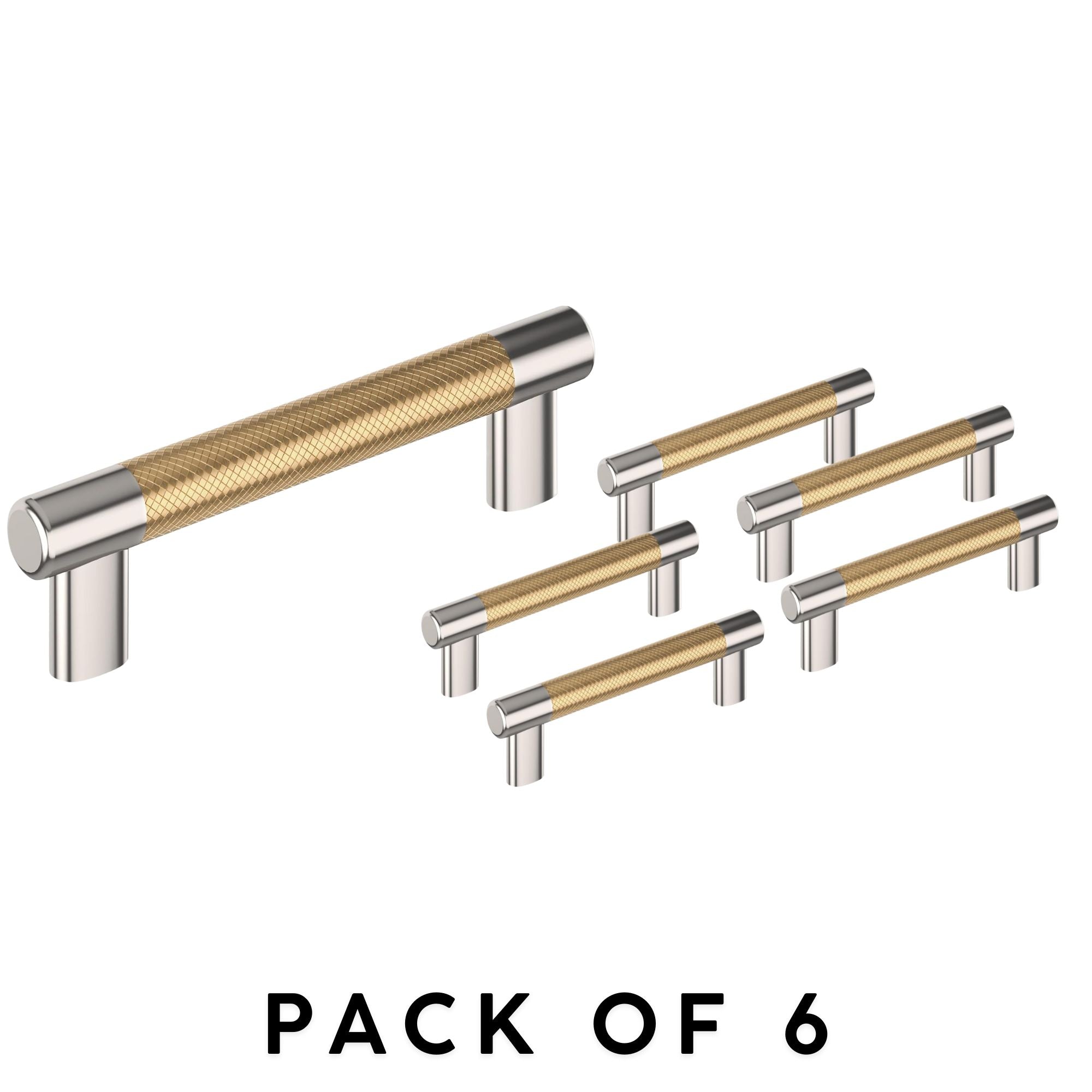 Amerock Esquire 5-1/16" (128mm) Cabinet Pull – Polished Nickel/Champagne Bronze – Pack of 6