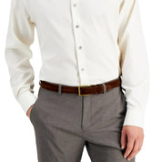 Alfani Men's Regular Fit 2-Way Stretch Herringbone Dress Shirt – Tan, Size 18-18.5, 34/35