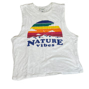 Forever 21 Rainbow Retro Nature Vibes Sleeveless Shirt, White - Medium